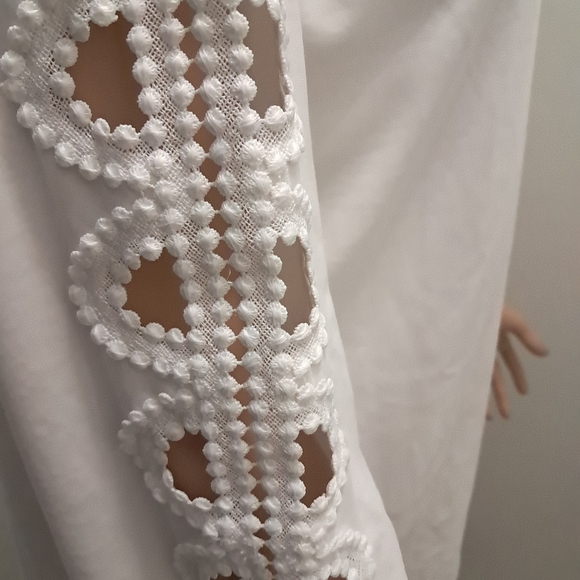 Talbots White Blouse with Lace Sleeves - Picture 5 of 8